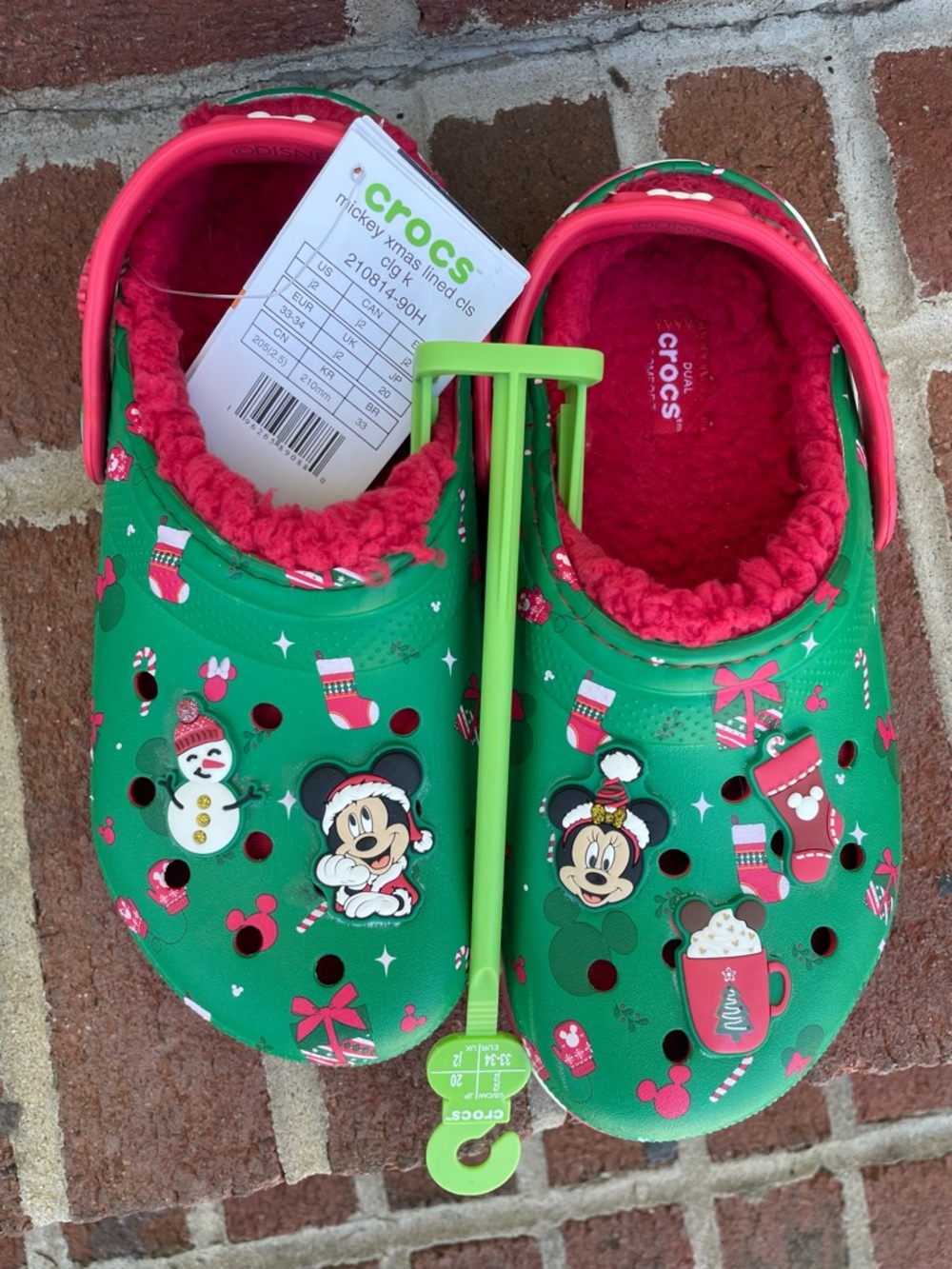 CROCS Kids Disney Holiday Christmas Fur Lined Clogs Youth J2 - Picture 5 of 6